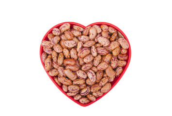 Plate with beans isolated on white background.
