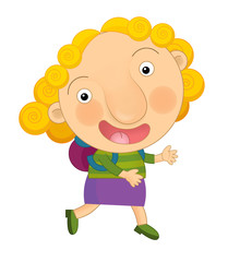 Cartoon happy and colorful child - young girl - isolated - having fun - illustration for children