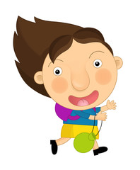 Cartoon happy and colorful child - young girl - isolated - having fun - illustration for children