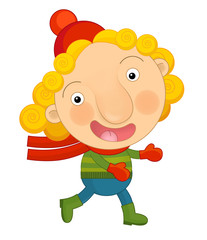 Cartoon happy and funny child - isolated - girl - sport - illustration for children