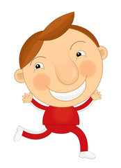 Cartoon happy and funny child - isolated - active and happy young boy - illustration for children