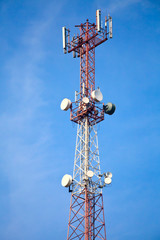 Mobile phone communication tower with devices