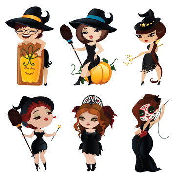 Set of 6 charming witches
