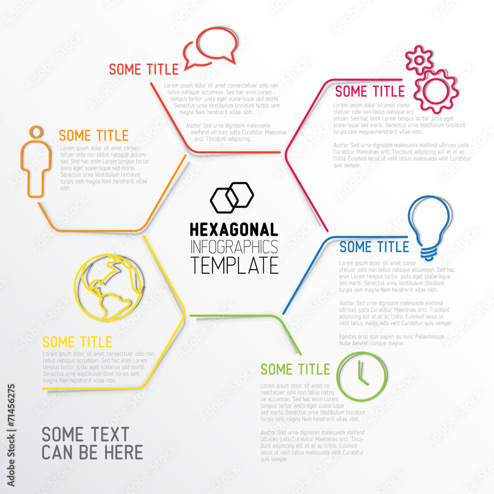 Poster modern hexagonal infographic report template made from lines