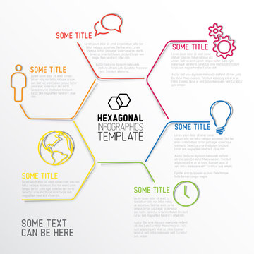Modern hexagonal Infographic report template made from lines