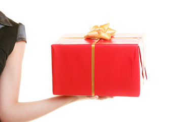 holidays love happiness concept - girl with gift box