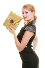 holidays love happiness concept - girl with gift box