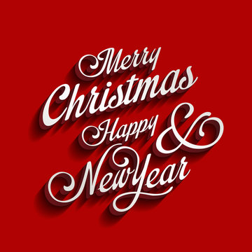 Merry Christmas and Happy New Year type calligraphic typography