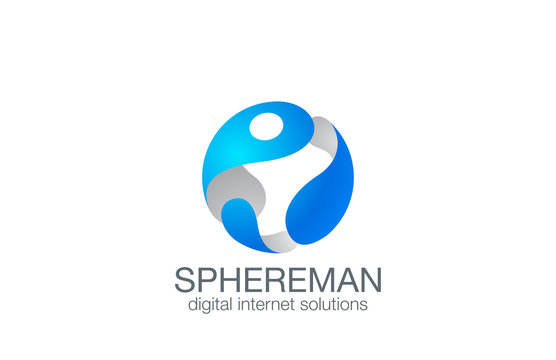 3D Sphere Man Logo design vector. Business Logotype
