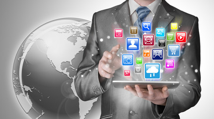 Obraz premium Business man using tablet PC