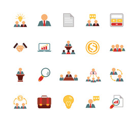 Stock vector team management color pictograph icon set
