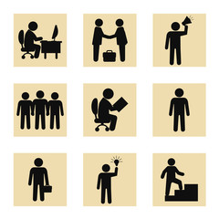 Stock vector business people black pictogram icon set