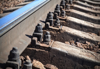Details of modern railway, closeup photo