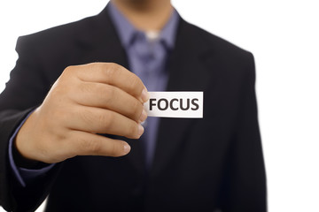 Man Holding Paper With Focus Text