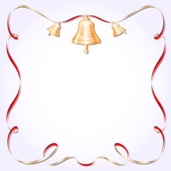 retro frame with ribbon and bells vector illustration