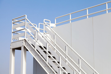 White stairway to the captain bridge on the big ship