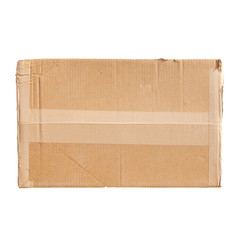 Standard cardboard box isolated on white background