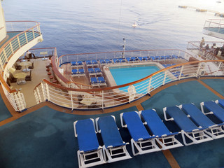 Pool on a cruise ship overlooking the ocean - 71463229