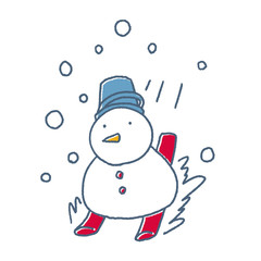 スキーをする雪だるま