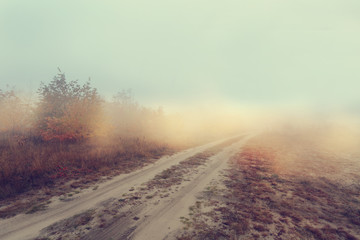 Hazy rural dirt road
