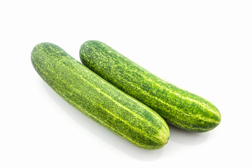 Fresh green cucumbers.