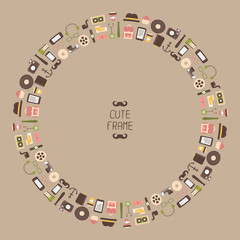 Frame of  hipster vector colorful style elements and icons set