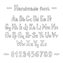 Simple monochrome hand drawn font. Complete abc alphabet set.