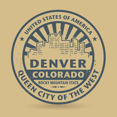 Grunge rubber stamp with name of Denver, Colorado