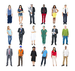 Obraz premium People Standing in a Row Isolated on White