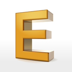 golden 3d alphabet E