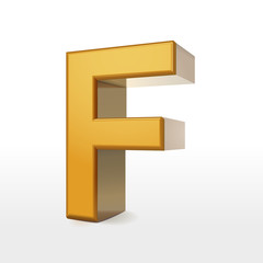 golden 3d alphabet F