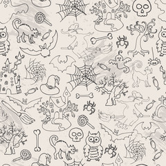Halloween seamless pattern sketch doodle
