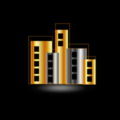 Gold and silver skyscrapers- logo for property business