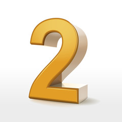 golden 3d number 2