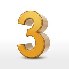 golden 3d number 3