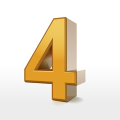 Obraz premium golden 3d number 4