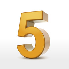 golden 3d number 5