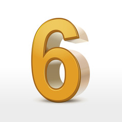 golden 3d number 6