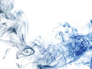 Blue smoke in white background