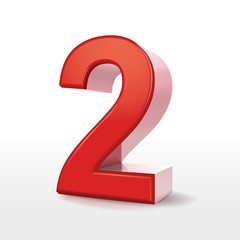 red 3d number 2