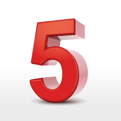 red 3d number 5