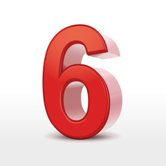 red 3d number 6
