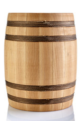 Wooden barrel isolated on a white background