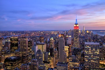 Papier peint adhésif New York New York City Midtown avec Empire State Building au crépuscule