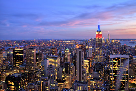 Fototapeta New York City Midtown with Empire State Building at Dusk