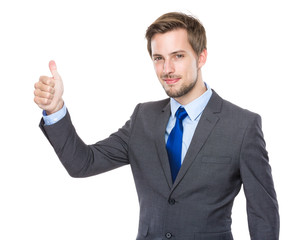Businessman finger thumb up