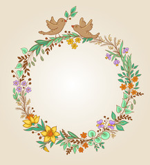 Wreath of flowers and leaves