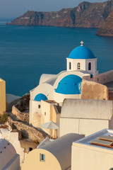 Fototapeta na wymiar dome church in Santorini Greece