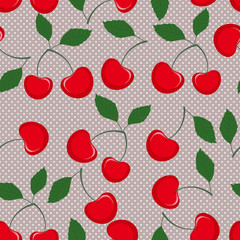 Vector seamless pattern with cherry