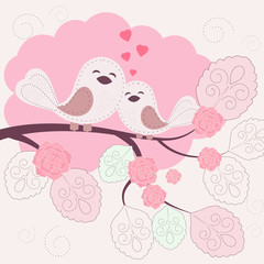 Loving birds - vector background - 71469229